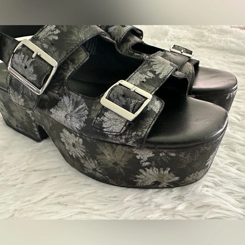 New Free People Follow Your Own Path Platform Sandals Daisy Print sz 40‎